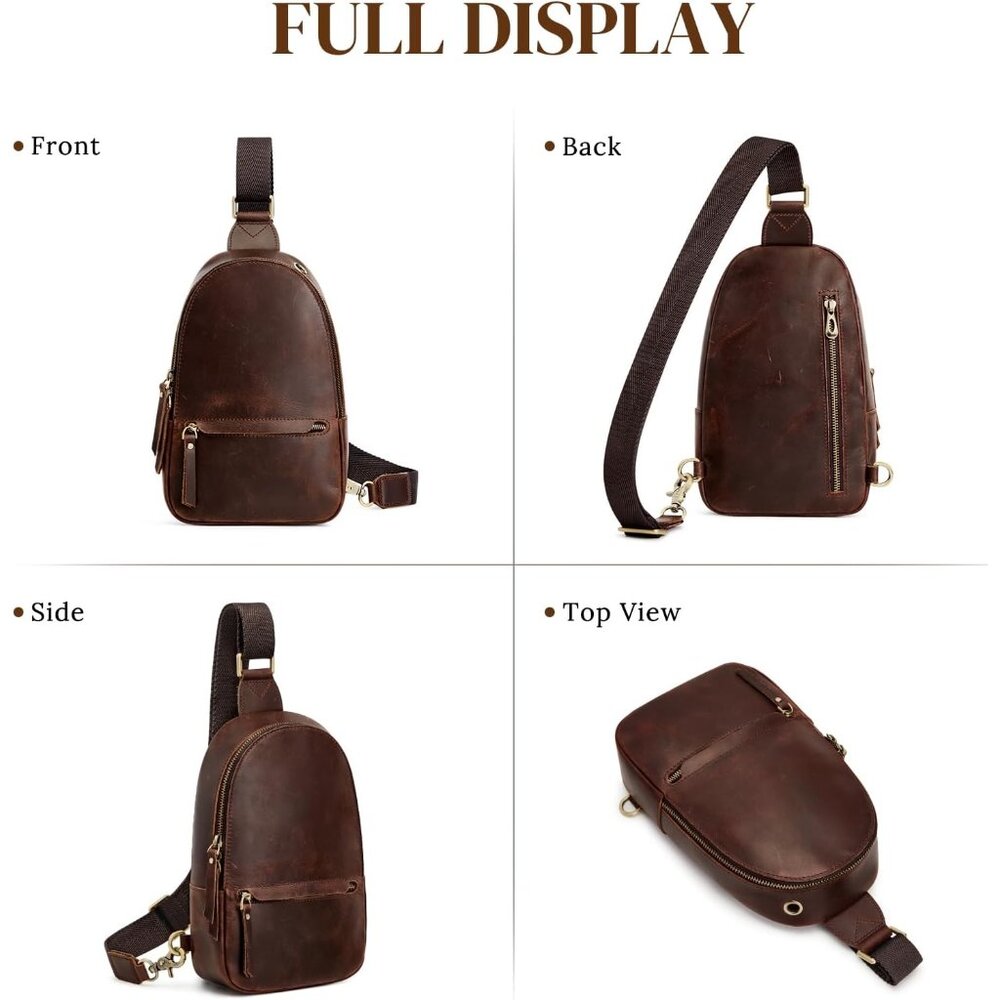 S-ZONE Leather Small Crossbody Sling Bags for Women & Men - Picture 7 of 8